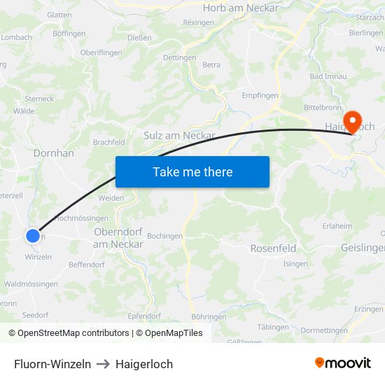 Fluorn-Winzeln to Haigerloch map