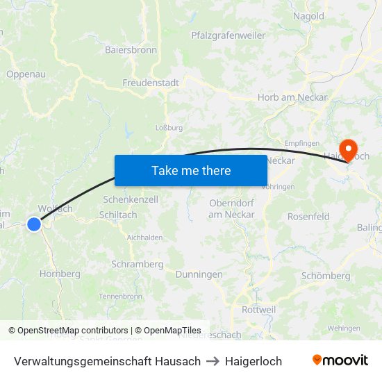 Verwaltungsgemeinschaft Hausach to Haigerloch map