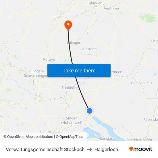 Verwaltungsgemeinschaft Stockach to Haigerloch map