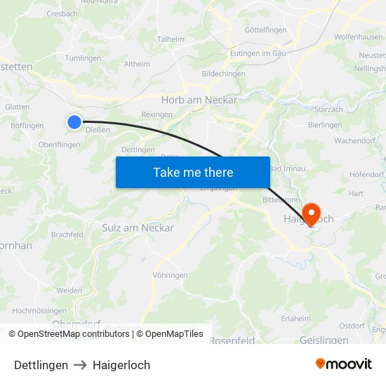 Dettlingen to Haigerloch map