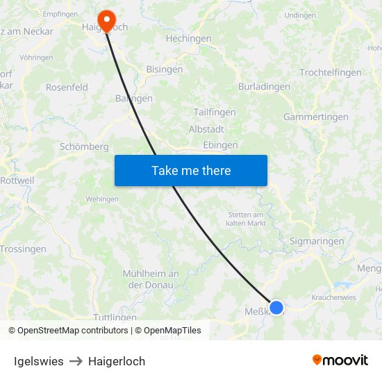 Igelswies to Haigerloch map