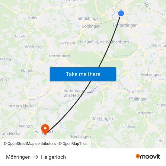 Möhringen to Haigerloch map