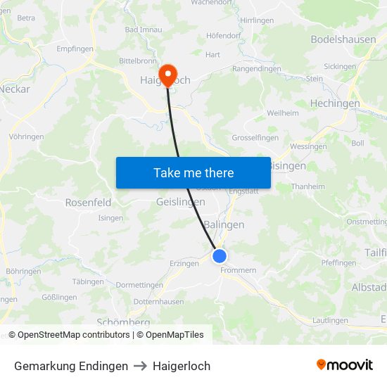 Gemarkung Endingen to Haigerloch map
