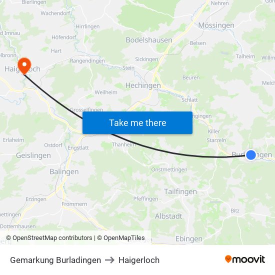 Gemarkung Burladingen to Haigerloch map