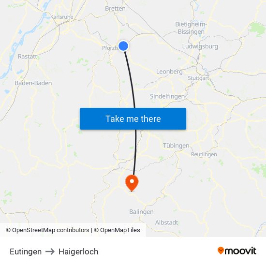 Eutingen to Haigerloch map