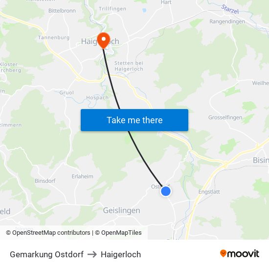 Gemarkung Ostdorf to Haigerloch map