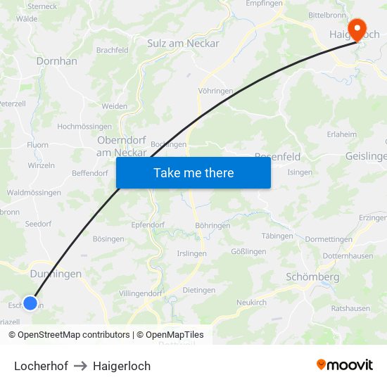 Locherhof to Haigerloch map