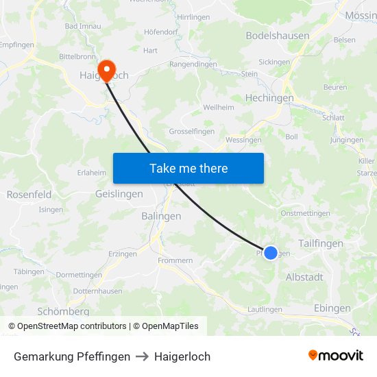 Gemarkung Pfeffingen to Haigerloch map