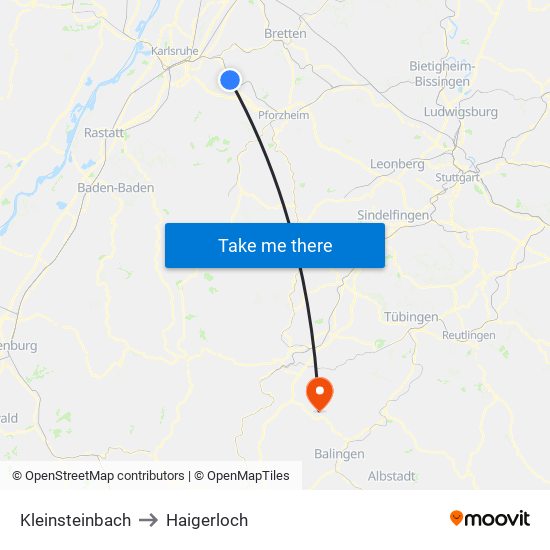 Kleinsteinbach to Haigerloch map