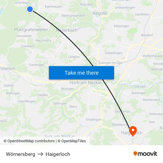 Wörnersberg to Haigerloch map