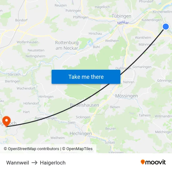 Wannweil to Haigerloch map