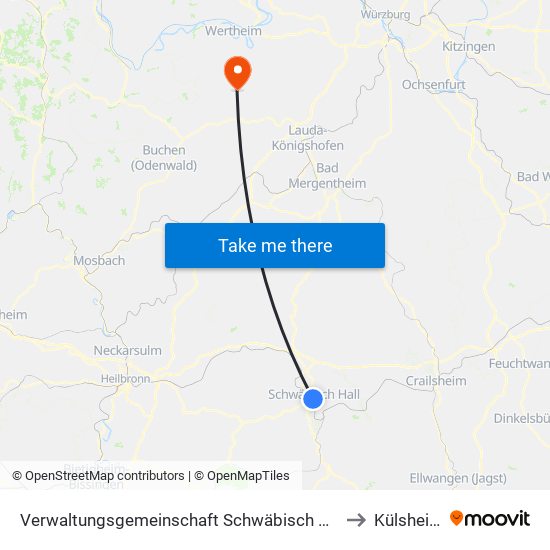 Verwaltungsgemeinschaft Schwäbisch Hall to Külsheim map