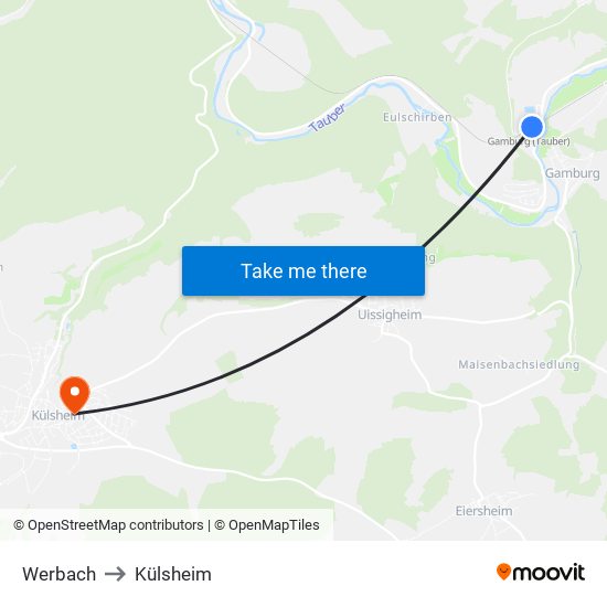 Werbach to Külsheim map