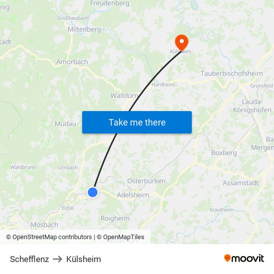 Schefflenz to Külsheim map