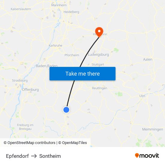 Epfendorf to Sontheim map