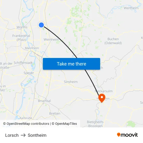 Lorsch to Sontheim map