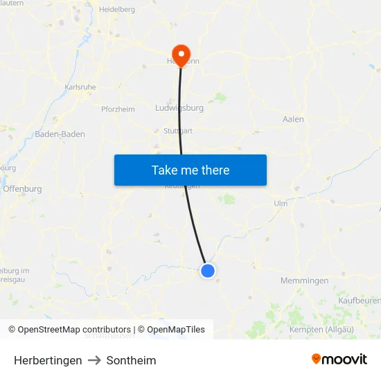 Herbertingen to Sontheim map