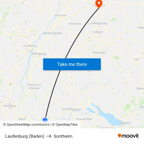 Laufenburg (Baden) to Sontheim map