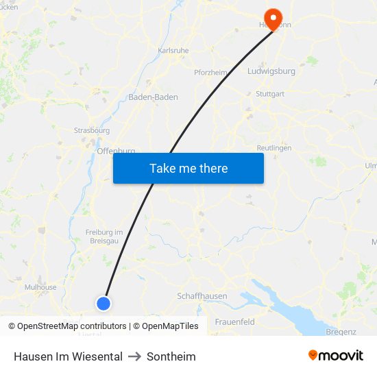 Hausen Im Wiesental to Sontheim map