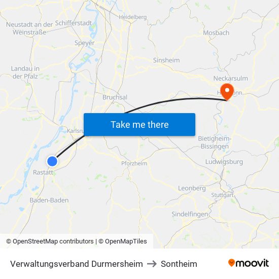 Verwaltungsverband Durmersheim to Sontheim map