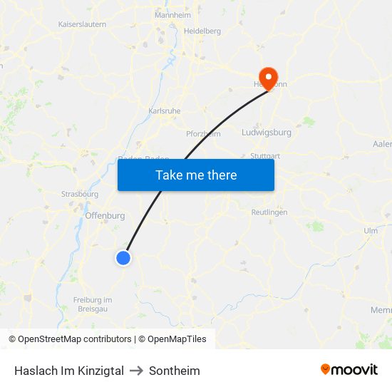 Haslach Im Kinzigtal to Sontheim map