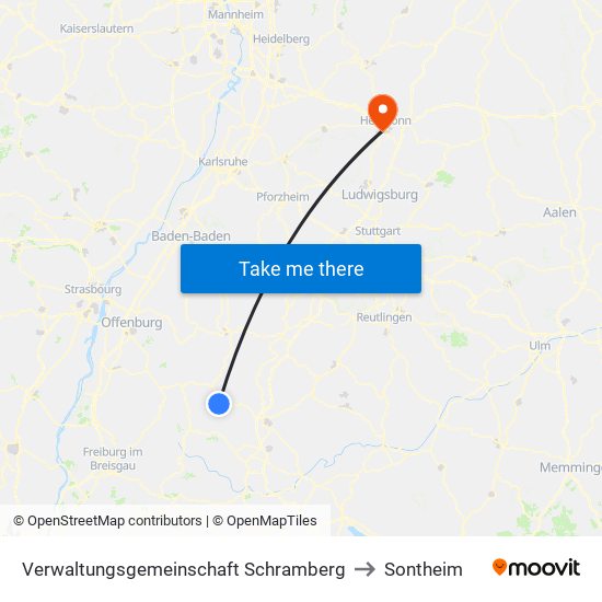 Verwaltungsgemeinschaft Schramberg to Sontheim map