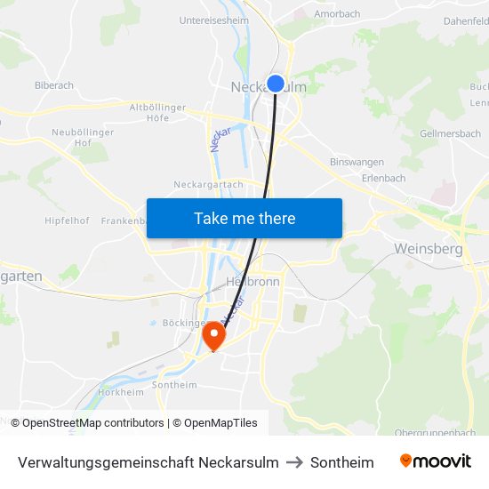 Verwaltungsgemeinschaft Neckarsulm to Sontheim map