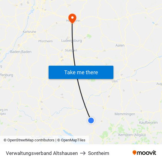 Verwaltungsverband Altshausen to Sontheim map