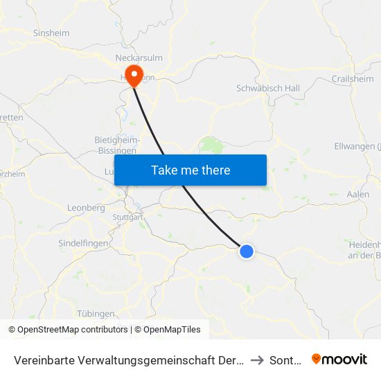 Vereinbarte Verwaltungsgemeinschaft Der Stadt Göppingen to Sontheim map