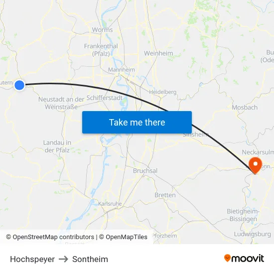 Hochspeyer to Sontheim map