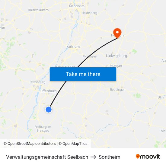 Verwaltungsgemeinschaft Seelbach to Sontheim map