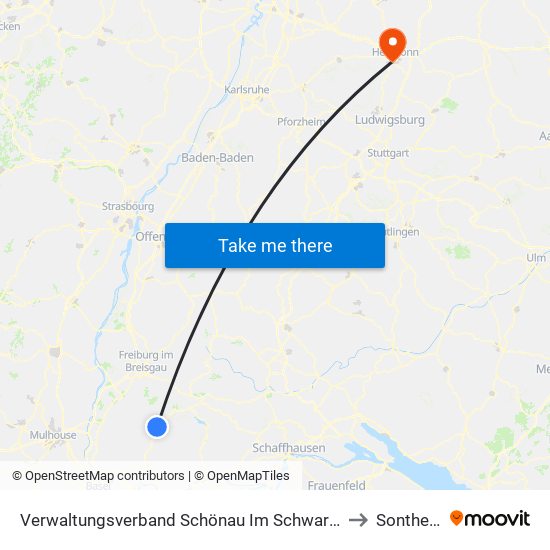 Verwaltungsverband Schönau Im Schwarzwald to Sontheim map