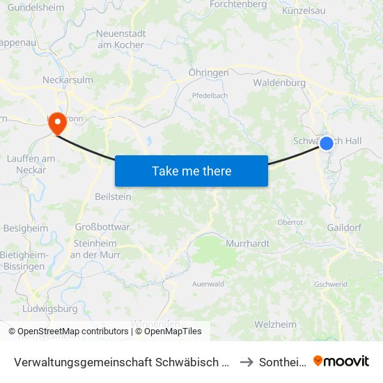 Verwaltungsgemeinschaft Schwäbisch Hall to Sontheim map