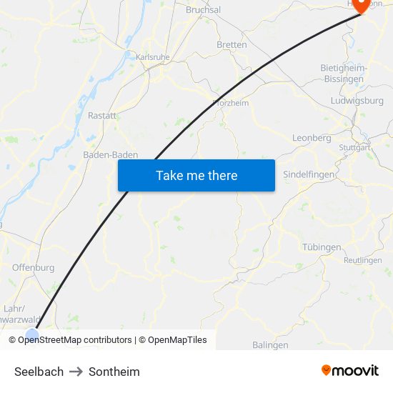 Seelbach to Sontheim map