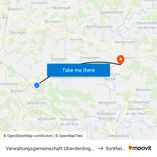 Verwaltungsgemeinschaft Oberderdingen to Sontheim map