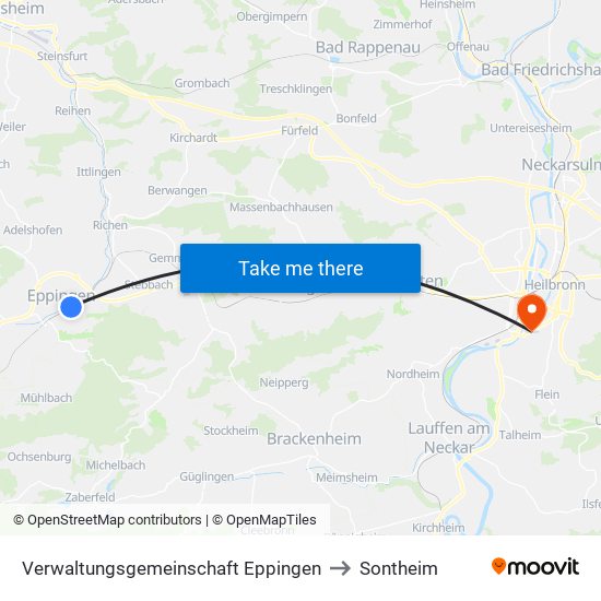 Verwaltungsgemeinschaft Eppingen to Sontheim map