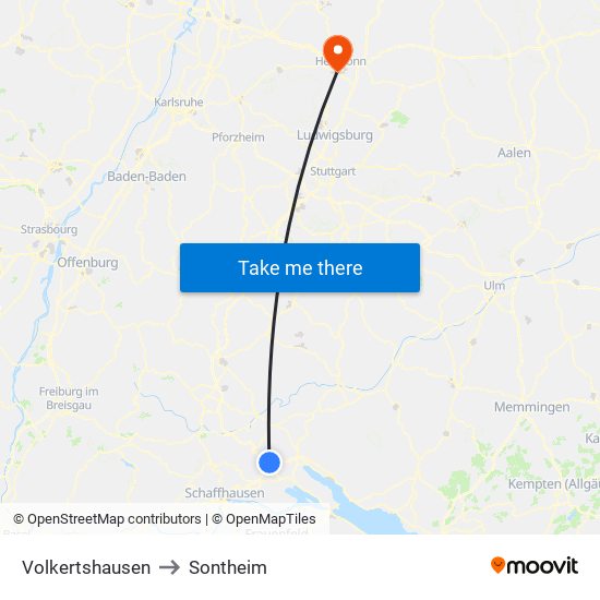 Volkertshausen to Sontheim map