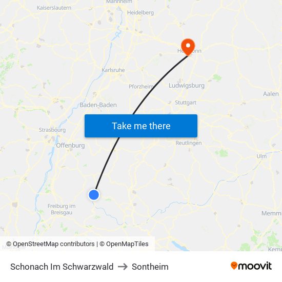 Schonach Im Schwarzwald to Sontheim map