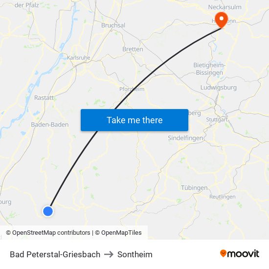 Bad Peterstal-Griesbach to Sontheim map