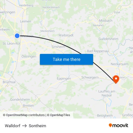 Walldorf to Sontheim map