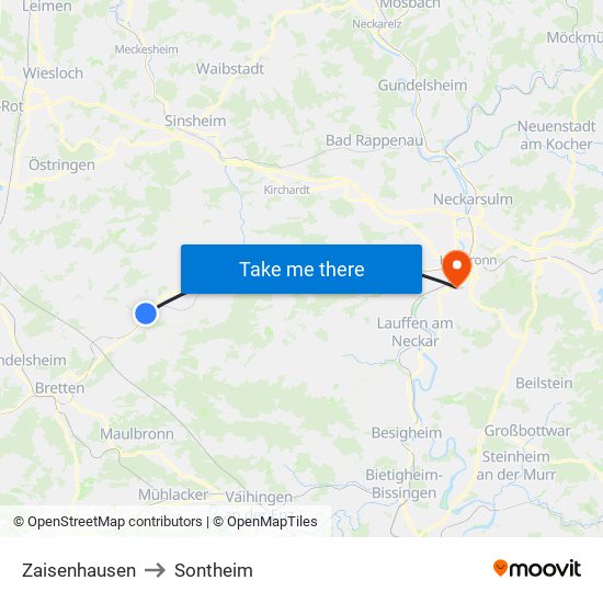 Zaisenhausen to Sontheim map