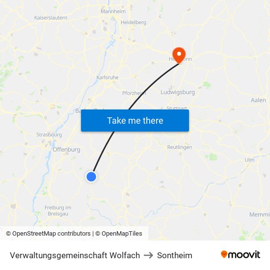 Verwaltungsgemeinschaft Wolfach to Sontheim map