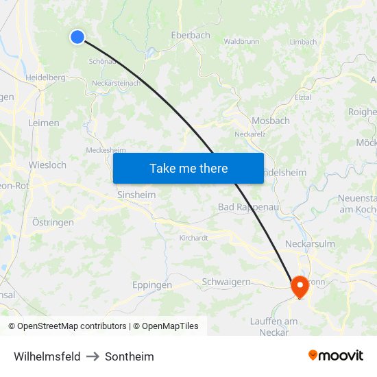 Wilhelmsfeld to Sontheim map