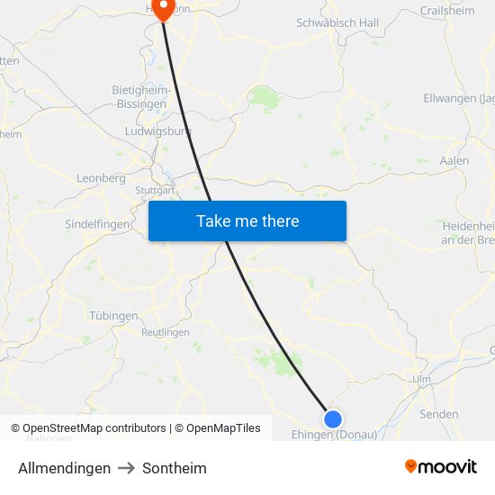 Allmendingen to Sontheim map