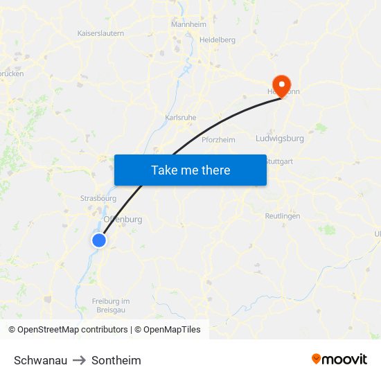Schwanau to Sontheim map