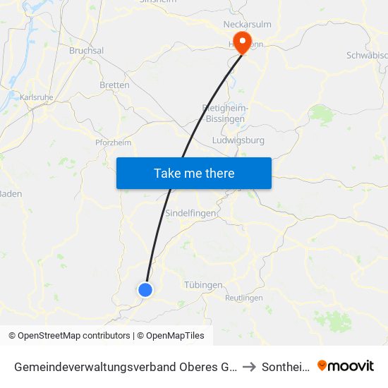 Gemeindeverwaltungsverband Oberes Gäu to Sontheim map