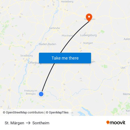 St. Märgen to Sontheim map