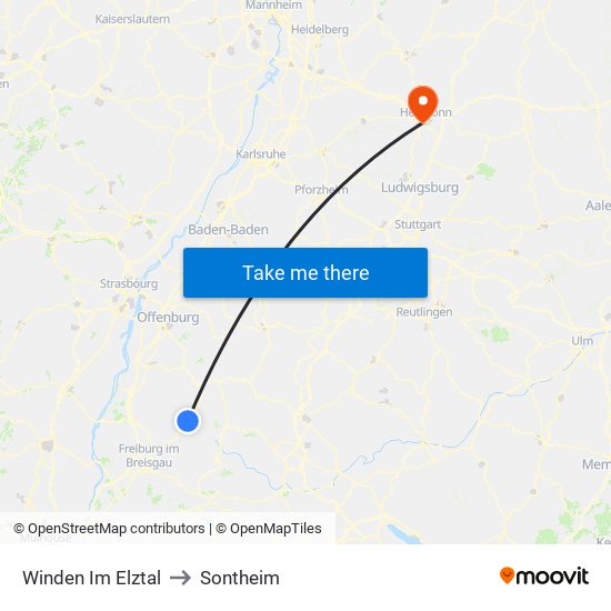 Winden Im Elztal to Sontheim map