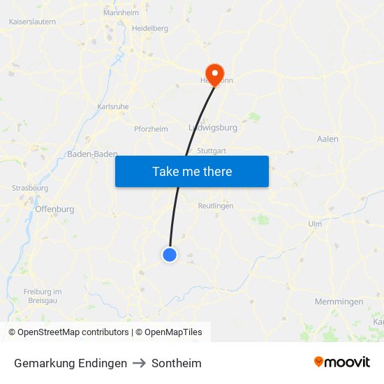 Gemarkung Endingen to Sontheim map