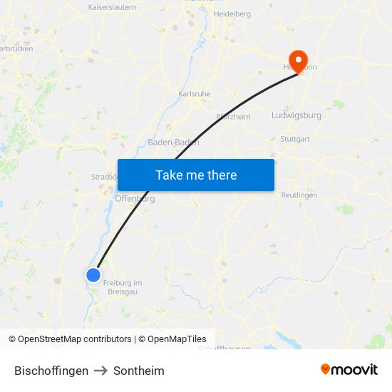 Bischoffingen to Sontheim map